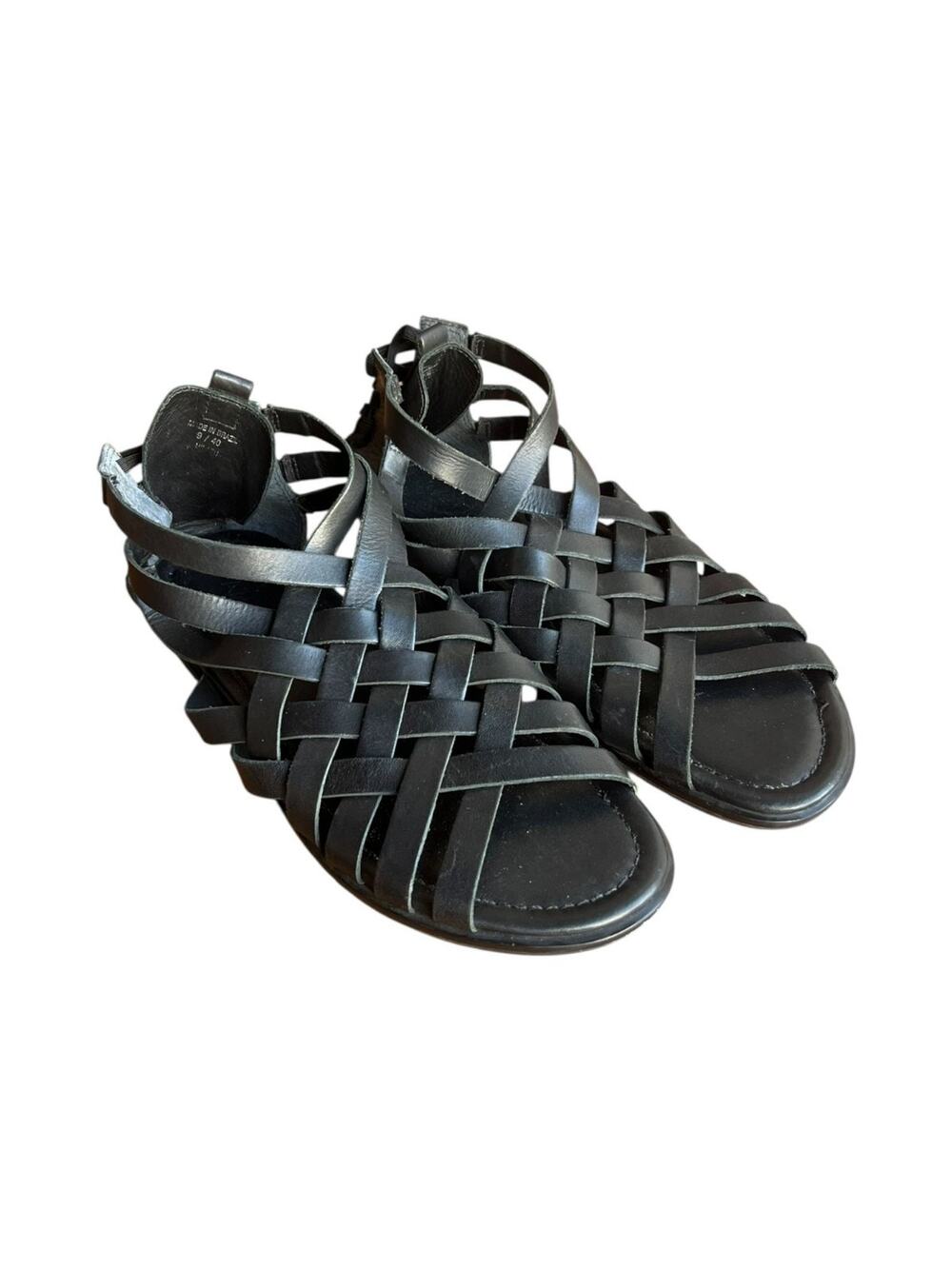 A7EIJE New York Womens Flint Woven Sandals Gladiator Open Toe Black Size 9 EU 40
